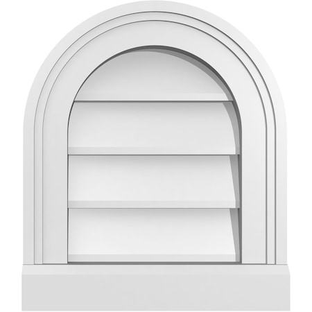 Ekena Millwork Round Top Surface Mount PVC Gable Vent w/ 2"W x 2"P Brickmould Sill Frame, 12"W x 14"H GVPRT12X1403SN
